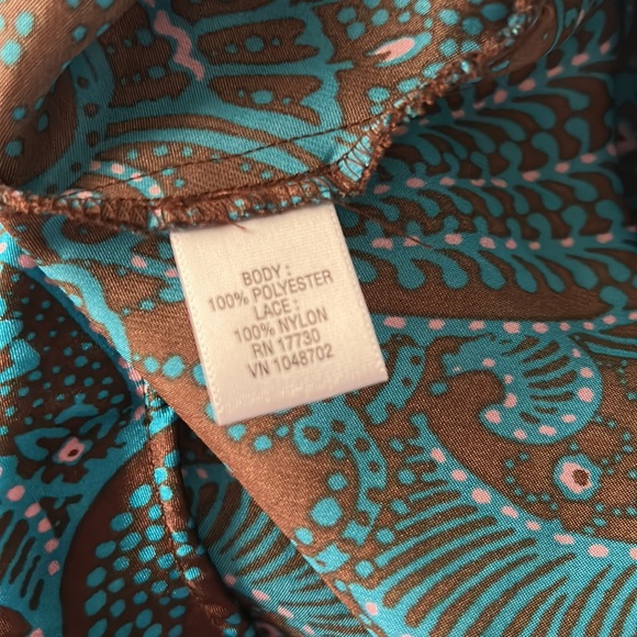 XHILARATION💫 Women’s Brown/Teal Floral Lightweight Chemise - Picture 11 of 12